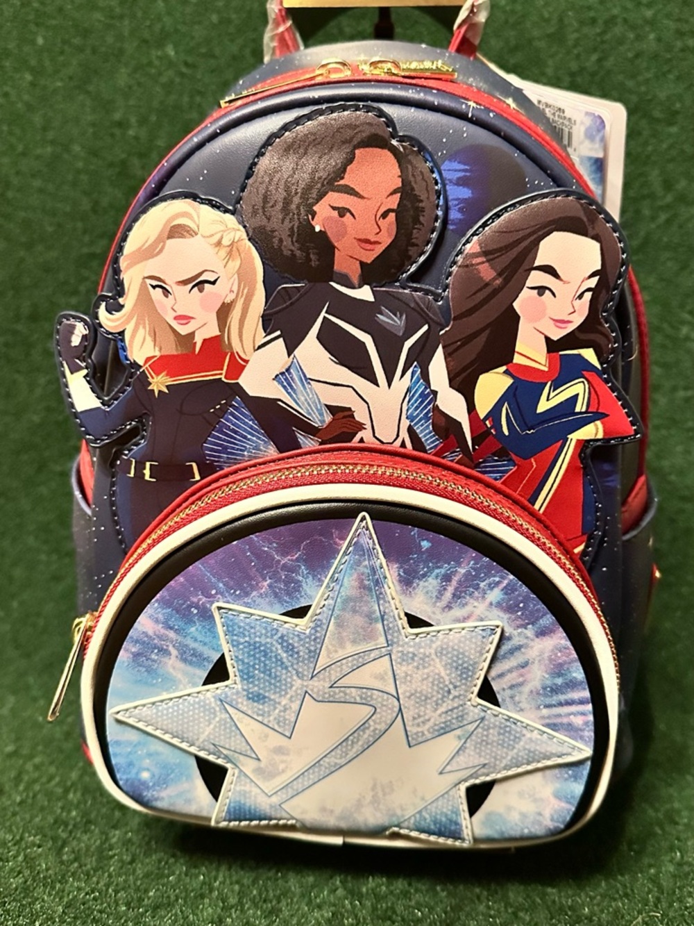 Loungefly Navy Blue Red Captain Marvel Group Mini Backpack
